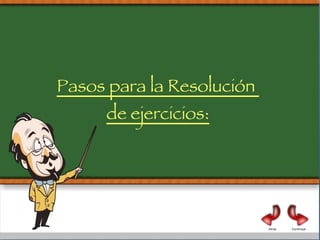 Pasos para la Resolución  de ejercicios: Continuar Atrás 