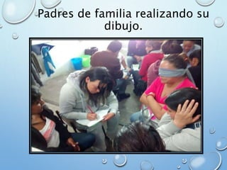 Padres de familia realizando su
dibujo.
 