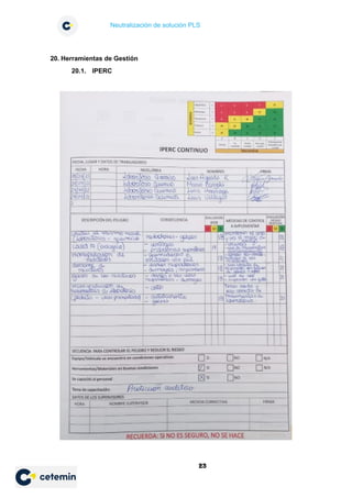Neutralización de solución PLS
23
20. Herramientas de Gestión
20.1. IPERC
 