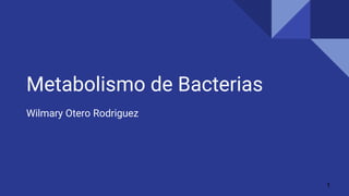 Metabolismo de Bacterias
Wilmary Otero Rodriguez
1
 