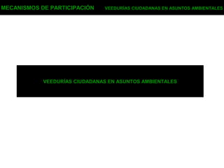 MECANISMOS DE PARTICIPACIÓN VEEDURÍAS CIUDADANAS EN ASUNTOS AMBIENTALES
VEEDURÍAS CIUDADANAS EN ASUNTOS AMBIENTALES
 