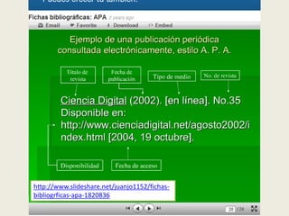 http://www.slideshare.net/juanjo1152/fichas-
bibliogrficas-apa-1820836
                                Luis Carrera
 