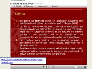 http://www.slideshare.net/velaldo/rubricas-
de-evaluacin
                                          Luis Carrera
 