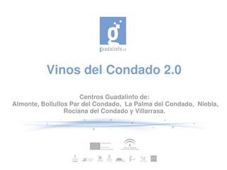 Vinos del Condado 2.0
                       Centros Guadalinfo de:
 Almonte, Bollullos Par del Condado,  La Palma del Condado,  Niebla, 
                  Rociana del Condado y Villarrasa.
 
