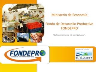 Ministerio de Economía

Fondo de Desarrollo Productivo
         FONDEPRO
    “Cofinanciamiento no reembolsable”.
 