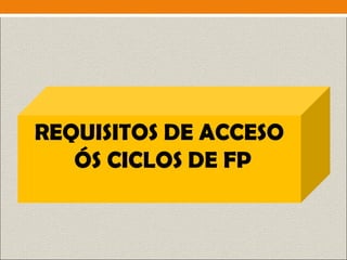 REQUISITOS DE ACCESO
ÓS CICLOS DE FP
 