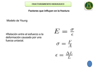 Factores que influyen en la fractura



Modelo de Young




Relación entre el esfuerzo a la
deformación causado por una
fuerza uniaxial.
 