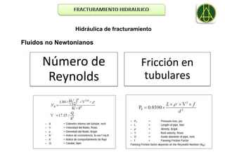 Hidráulica de fracturamiento

Fluidos no Newtonianos


      Número de                         Fricción en
       Reynolds                          tubulares
 