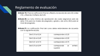 Reglamento de evaluación
 