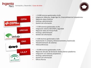 Formación y Desarrollo | Soluciones y Servicios | Contenidos
Uno de los valores añadidos que ponemos a disposición de nuestros clientes con nuestros
Cursos de Catálogo, un conjunto de contenidos didácticos que abarcan diferentes áreas de
conocimiento:
01/ Habilidades y recursos humanos
02/ Ofimática, Redes Sociales y TIC
03/ Tratamiento y Seguridad de la información
04/ Prevención y Responsabilidad Social
05/ Competencias técnicas en formación e-learning
 