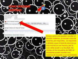 5




    Errores como este pueden suceder al
    inscribir materias, ya sea por cruce de
    horarios, pre-requisitos, co-requisitos
    o debido a que el total de alumnos ya
    está inscrito en ese horario, por lo
    cual, debe acudir a su facultad. Así
    mismo, en los recuadros de NRCs el
    estudiante puede inscribir mas
    materias de acuerdo a sus necesidades
 