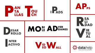 PAN
TA
LLAS TOU
CH
PI ADS
DESAR
ROLLO
IACTIVO
NTER
REA
LI
DAD
VIR
TU
AL
VID
EOWALL
APPS
MOBI
LE ADVER
GAMES
 