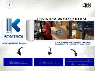 DistribuciónAlmacenaje
Implementación
de eventos
 