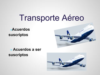 Transporte Aéreo
 nAcuerdos

suscriptos


 nAcuerdos a ser
suscriptos
 