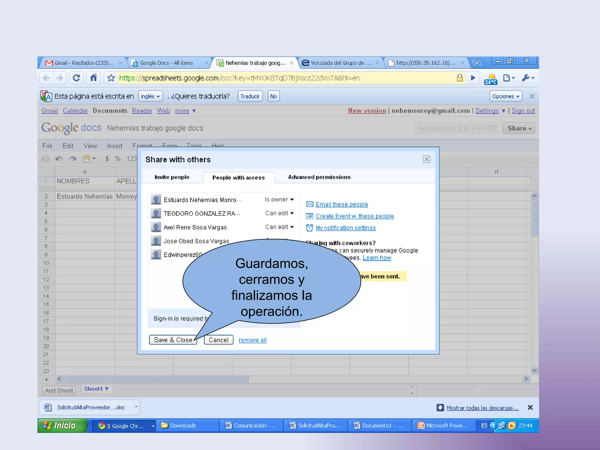 Guardamos, cerramos y finalizamos la operación. 