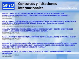 Concursos y licitaciones
                         internacionales         INTERNACIONALIZACIÓN

México; “SERVICIOS DE CONS...