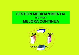 GESTIÓN MEDIOAMBIENTAL ISO 14001 MEJORA CONTINUA PLAN CHECK ACT DO 