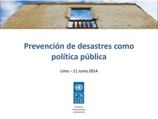 Prevención de desastres como
política pública
Lima – 11 Junio 2014
 