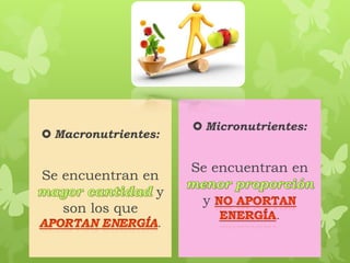  Macronutrientes:
Se encuentran en
y
son los que
.
 Micronutrientes:
Se encuentran en
y
.
 