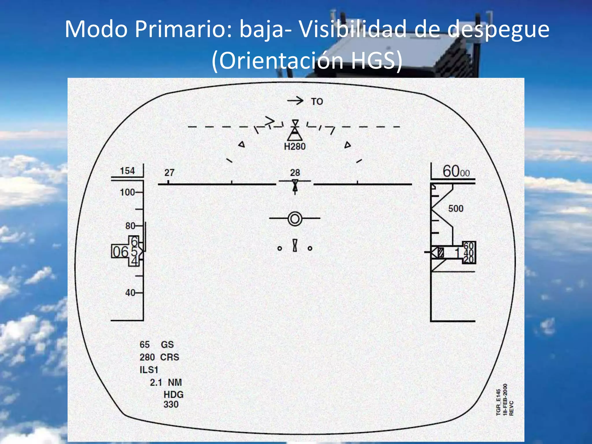 Modo Primario: baja- Visibilidad de despegue
(Orientación HGS)
 