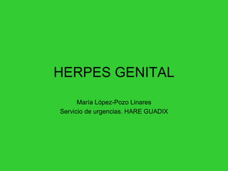 HERPES GENITAL María López-Pozo Linares Servicio de urgencias. HARE GUADIX 