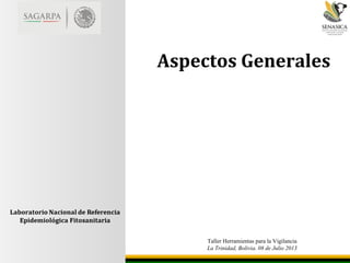 Taller Herramientas para la Vigilancia
La Trinidad, Bolivia. 08 de Julio 2013
Aspectos Generales
 