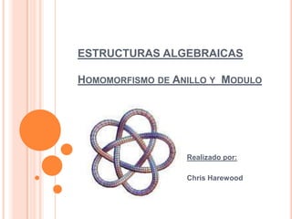 ESTRUCTURAS ALGEBRAICAS
HOMOMORFISMO DE ANILLO Y MODULO

Realizado por:
Chris Harewood

 