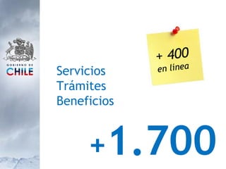 + 1.700 Servicios Trámites Beneficios + 400  en línea 