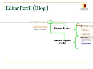 Editar Perfil (Blog) Opciones del blog Marcas o etiquetas creadas 