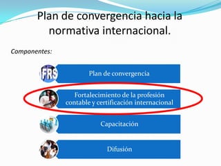 Plan de convergencia hacia la normativa internacional.Componentes: