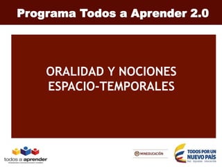 Programa Todos a Aprender 2.0
ORALIDAD Y NOCIONES
ESPACIO-TEMPORALES
 