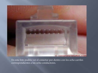En esta foto podéis ver el conector por dentro con los ocho carriles
correspondientes a los ocho conductores.
 
