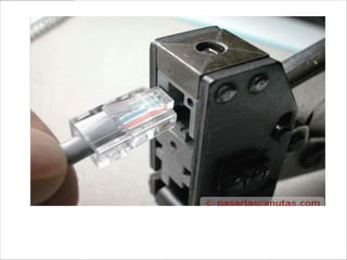 sujetando el cable muy cerca del conector, apretando la camisa
gris sobre los cables interiores, para que no se desplacen, meto el
conector en la herramienta de crimpar
 