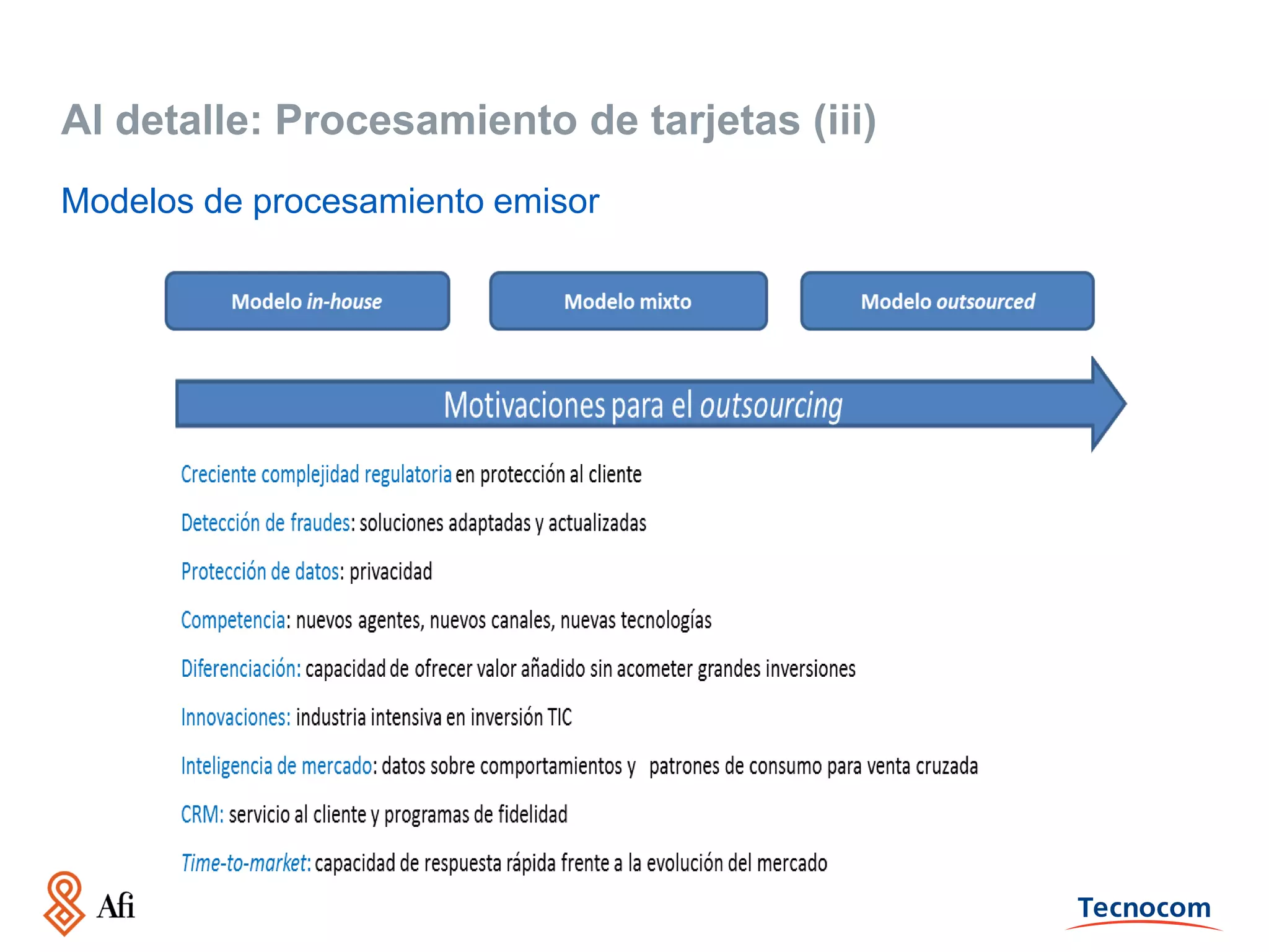 Al detalle: Procesamiento de tarjetas (iii)
Modelos de procesamiento emisor

 