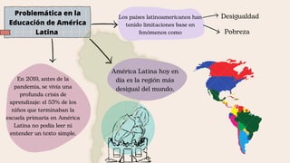 Los países latinoamericanos han
tenido limitaciones base en
fenómenos como
Problemática en la
Educación de América
Latina
...