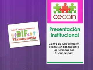 Presentación
institucional
Centro de Capacitación
e Inclusión Laboral para
    las Personas con
     Discapacidad.
 