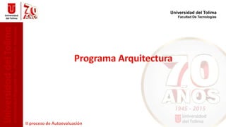Universidad del Tolima
Facultad De Tecnologías
II proceso de Autoevaluación
 