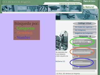 Búsqueda por:
­ Categorías
­ Temática
­ Nombre
 