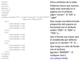 <html>                                         Otros atributos de la tabla.
<head>
<title>                                ...