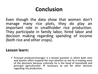 Women’s Roles in Rice Production in Northern Peru