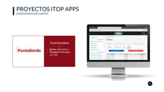 21
PROYECTOS ITOP APPS
CASOS DE ÉXITO DE CLIENTES
PUNTAGORDA
—
• Sector: Agricultura
• Proyecto: Web Apps
con .Net
 