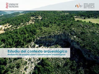 Estudio del contexto arqueológico
Realización de prospecciones y excavaciones arqueológicas
 