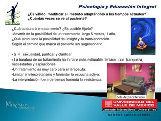 FREUD – CONSEJOS AL MEDICO EN EL TRATAMIENTO PSICOANALÍTICOPosicionamiento ante el paciente:	- Prever peligros  y negligenciasA)	- Retener y conservar la información del paciente (la vida)	- Conservación de la información – atención flotante.	- Rechazar la atención selectiva	- Abandonar la memoria consciente	-Escuchar de forma activa