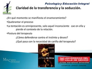 G)	No dejarse llevar por la ilusión de ayuda.	Tratamiento por sugestión ¿Hacia dónde?H)	Respeto a la condición del paciente. Conciencia y control de la      	ambición.I)	Orientar el tratamiento hacia la propia observación desmotivando la 	racionalización.	Mantener la finalidad y reserva del caso.