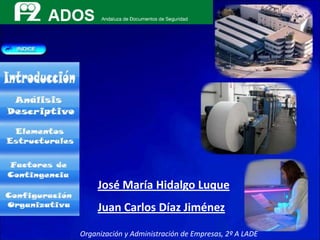 José María Hidalgo Luque
     Juan Carlos Díaz Jiménez

Organización y Administración de Empresas, 2º A LADE
 