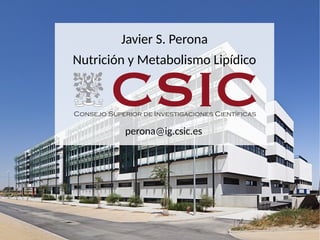 Javier S. Perona
Nutrición y Metabolismo Lipídico
perona@ig.csic.es
 