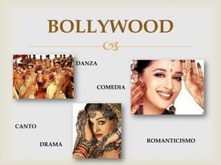
BOLLYWOOD
ROMANTICISMO
DANZA
CANTO
COMEDIA
DRAMA
 