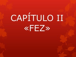 CAPÍTULO II
«FEZ»

 