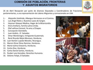 COMISIÓN DE POBLACIÓN, FRONTERASY  ASUNTOS MIGRATORIOS