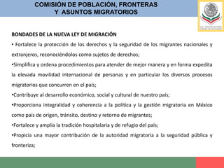 Simplifica y ordena procedimientos para atender de mejor manera y en forma expedita la elevada movilidad internacional de personas y en particular los diversos procesos migratorios que concurren en el país; 